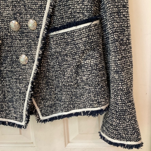 Veronica Beard Tweed Jacket, Black and White, Classic Raw Edges, Sz 2 - Picture 4 of 13